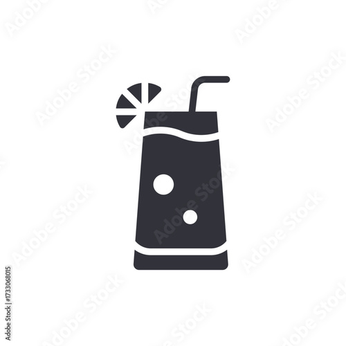 Refreshing Summer Beverage With Citrus Slice And Straw Vector Icon