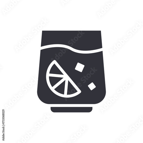 Refreshing Drink With Citrus Slice And Sparkling Bubbles