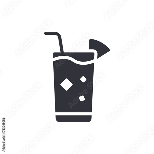 Refreshing Drink Illustration With Ice Cubes And Slice Of Citrus