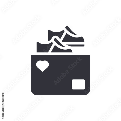 Donation Of Footwear With Love Symbol In Box With Transparency
