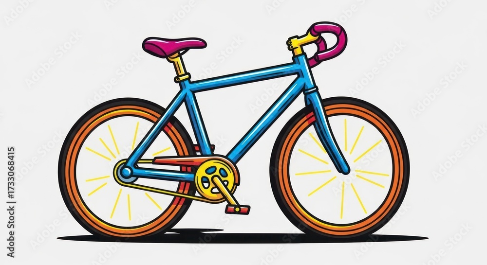 Fototapeta premium Blue bicycle illustration on white background transportation concept art