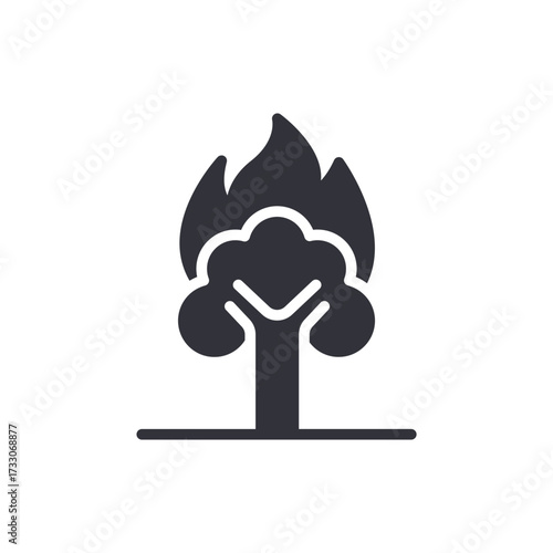 Stylized Tree On Fire Symbolizing Destruction Or Environmental Crisis
