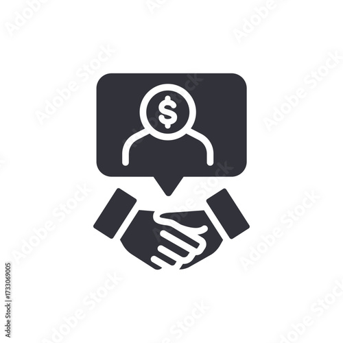 Monetary Deal Representation With Figure Silhouette And Handshake