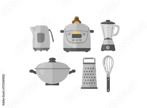 Flat Vector Kitchen Appliance Icons Set