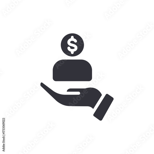 Hand Presenting Person With Dollar Sign Icon Illustration