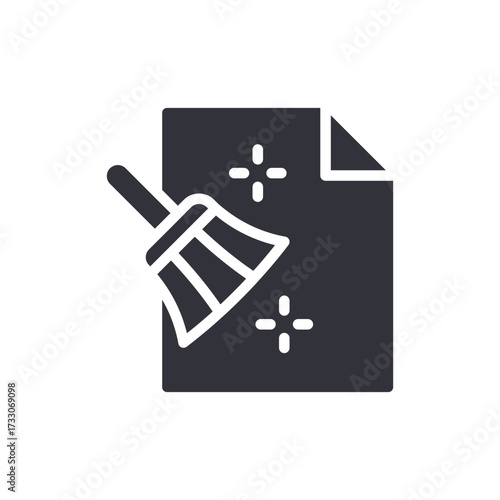 Document Cleaning Process With Brush Symbol Presentation