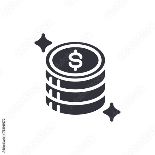 Shiny Coin Stack Symbolizing Financial Prosperity And Wealth