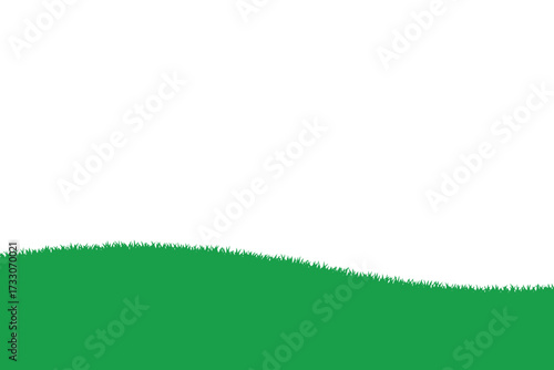 Vibrant green grass field isolated on white background, creating a fresh and natural scene with a sense of growth and tranquility in minimalist style vector illustration