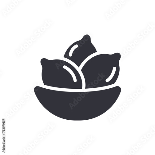 Stylized Lemons In A Decorative Bowl Simple Citrus Fruit Display