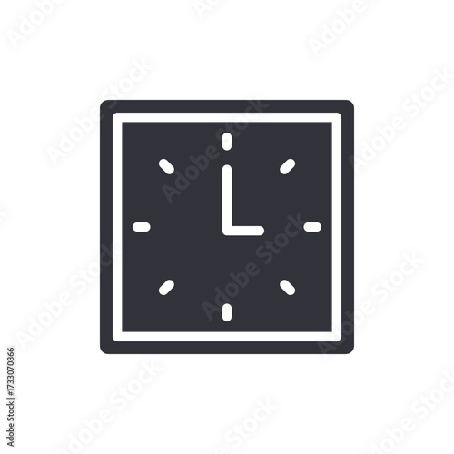 Square Clock Face Indicating Midnight Minimalist Design Style