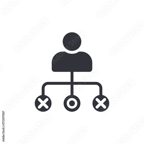 Organizational Hierarchy Showing Options And Rejections With User Icon