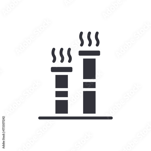 Industrial Chimneys Emission Pollution With Smoke Stack Illustration
