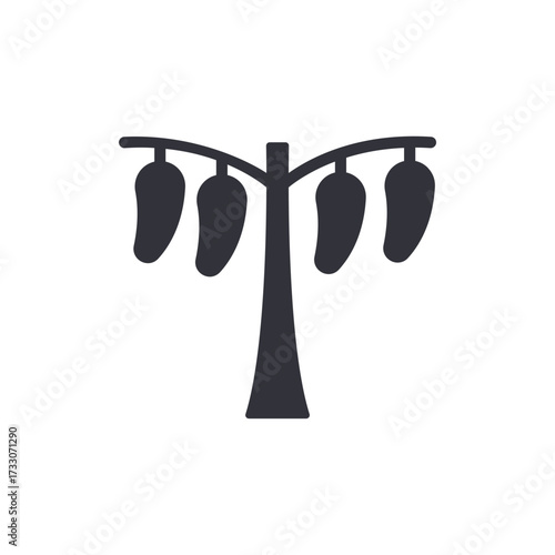 Stylized Mango Tree Silhouette With Hanging Fruits Illustration