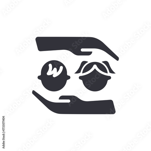 Caring Hands Protect Children Icon Gentle Safeguard Assurance