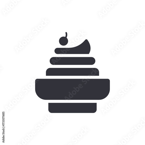 Delicious Dessert Icon With Cherry Sweet Treat Vector Graphic Design