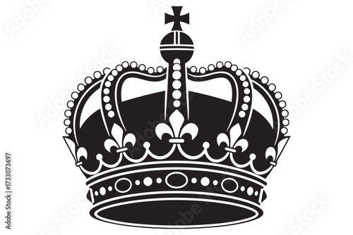 An ornate crown isolated on white background, featuring fleurdelis and a cross, symbolizing royalty, power, and historical significance vector illustration