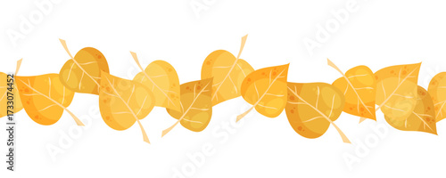 Vector seamless border with aspen leaves on top and bottom. Perfect for autumn projects, cards, posters, invitations, packaging, banners, textile prints and seasonal decorations