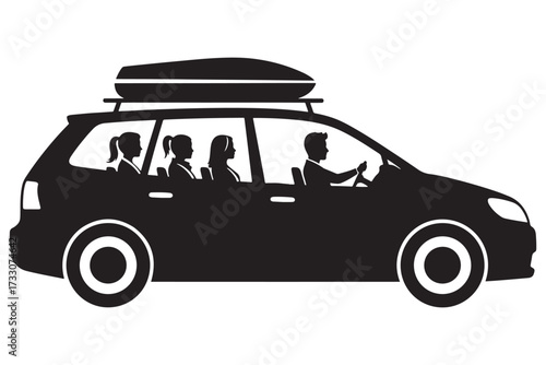 Family car trip isolated on white background, illustrating a journey filled with adventure, togetherness, and the joy of exploring new destinations as a unit vector illustration