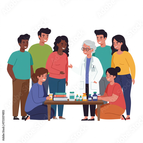 World Pharmacists Day Diverse Group Learning from a Mentor in a Laboratory Setting