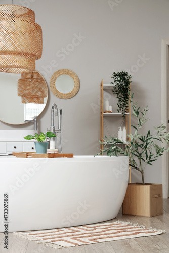 Interior of bathroom with m...