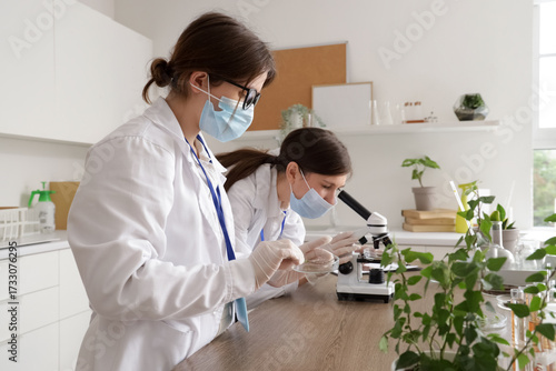 Female scientists working w...