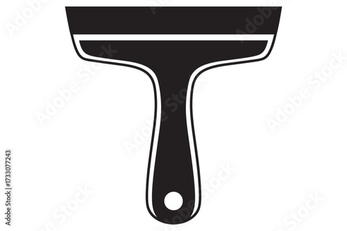 Silhouette of a putty knife isolated on white background, showcasing a tool used for spreading and smoothing materials in construction and home improvement vector illustration