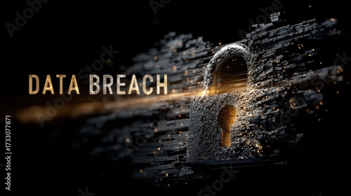 Wallpaper Mural Digital lock breaking apart with data breach text image Torontodigital.ca