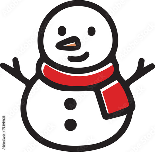シンプルでかわいい雪だるまのアイコン
Simple and cute snowman icon