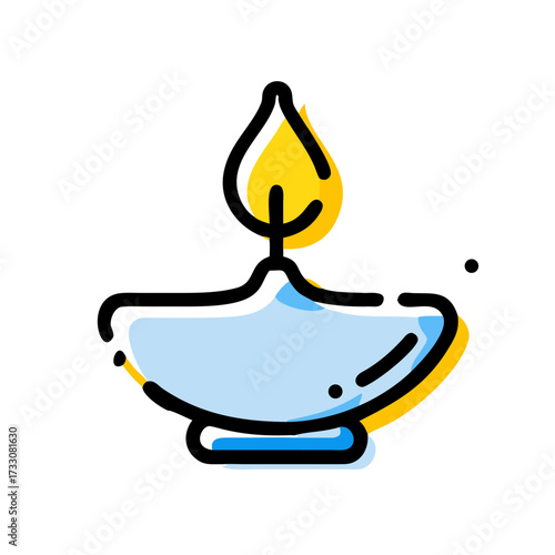 Illuminating diya lamp with vibrant flame glowing warmly, symbolizing hope and tradition for festive celebrations and spiritual moments.