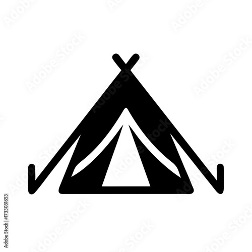 Iconic tent silhouette captures the essence of outdoor adventure and camping trips, perfect for travel and leisure branding.