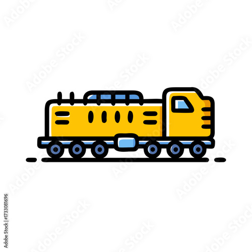 Vibrant yellow locomotive speeding along railway tracks, a dynamic symbol of transportation and industry, perfect for travel and logistics themes