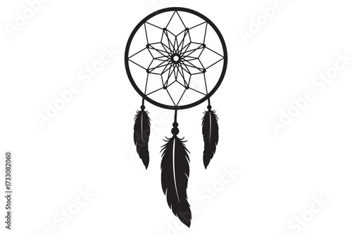 Dreamcatcher isolated on white background, a handmade craft with a hoop, web, and feathers, believed to filter dreams and bring good fortune vector illustration