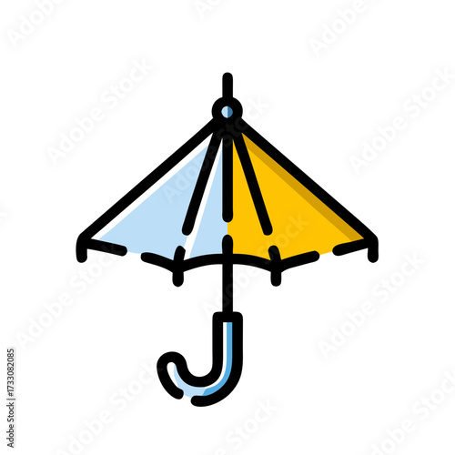 Charming umbrella icon design, perfect for weather apps or travel blogs, a vibrant splash of color to brighten any day, a classic symbol of protection