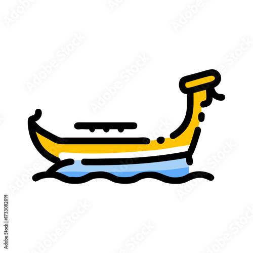 Stunning gondola gracefully glides on water, a symbol of romantic Venice, perfect for travel brochures, cultural events, or luxury lifestyle designs