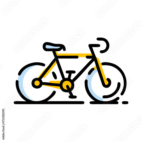 Dynamic yellow and black bicycle icon representing modern transportation and healthy active lifestyle pursuits