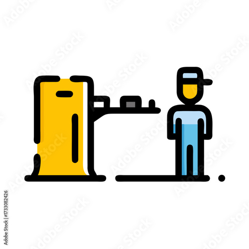 Worker operating industrial machinery in factory production line boosting efficiency and output for manufacturing success