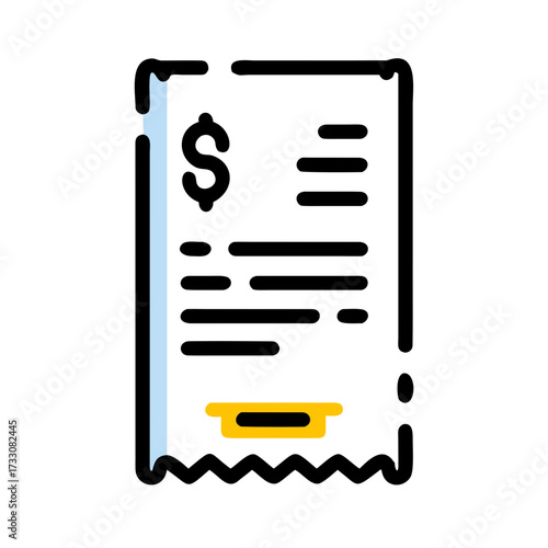 Modern receipt icon symbolizing financial transactions and business analytics for digital commerce and accounting workflows