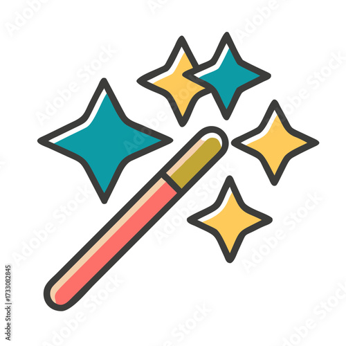 Sparkling magic wand conjures wonder and imagination with dazzling stars, perfect for fantasy and creative projects.