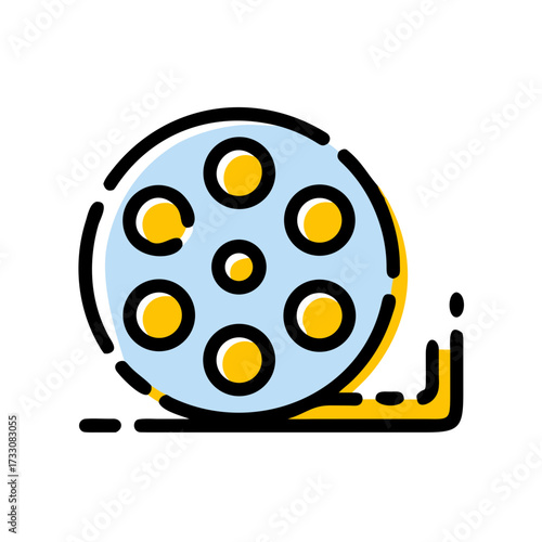 Dynamic film reel icon capturing cinematic creativity and storytelling for modern media projects