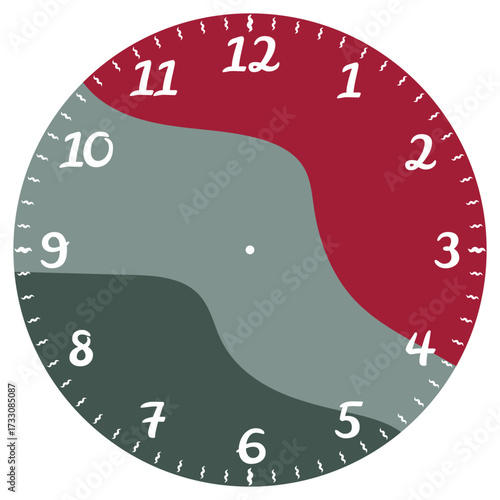 Clock Face Design in Gray and Red – Elegant Modern Wall Clock Dial