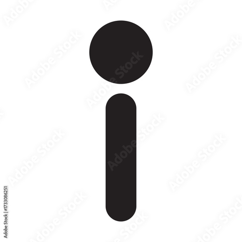 Minimalist black lowercase letter i symbol on white background