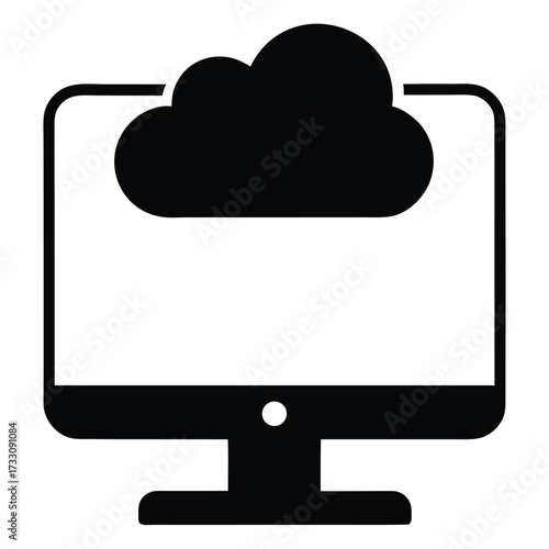 Cloud Computing on Desktop Monitor Vector Illustration