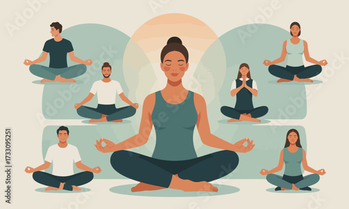 Group Meditation: Diverse People Finding Inner Peace