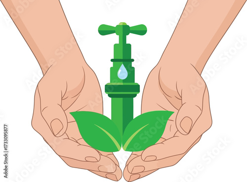 Nurturing a sustainable future with clean water and green growth, symbolizing environmental care and eco friendly living