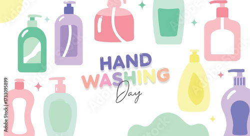 Celebrate Hand Washing Day with vibrant colorful soap dispensers promoting hygiene and health awareness for a cleaner world