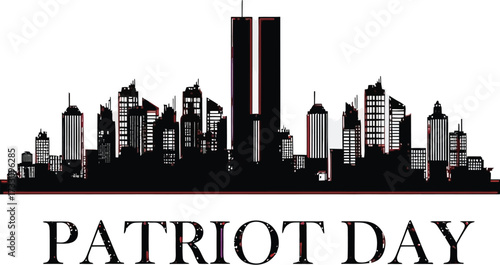 Remembering Patriot Day with a poignant silhouette of the New York City skyline, a solemn tribute to honor the heroes and victims of September 11th