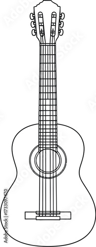 Classic acoustic guitar outline ready for creative musical projects and design