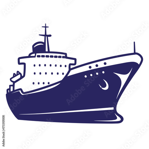Simple illustration of a cruise ship in a two tone style for transportation and travel themes