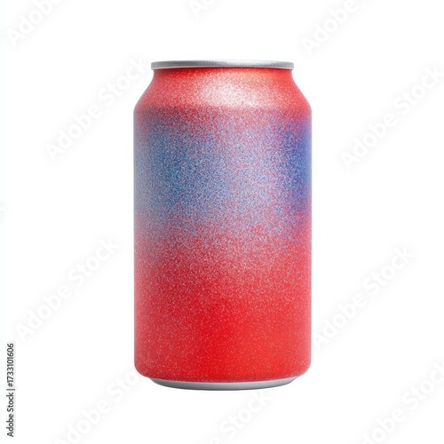 Bright Red and Blue Empty Can on White Background for Display