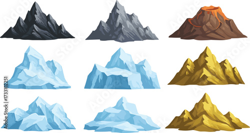 Dark mountains, icy peaks, snowy landscapes, rugged textures, glacial formations, rocky terrain, natural scenery, alpine environment, dramatic cliffs, wilderness beauty